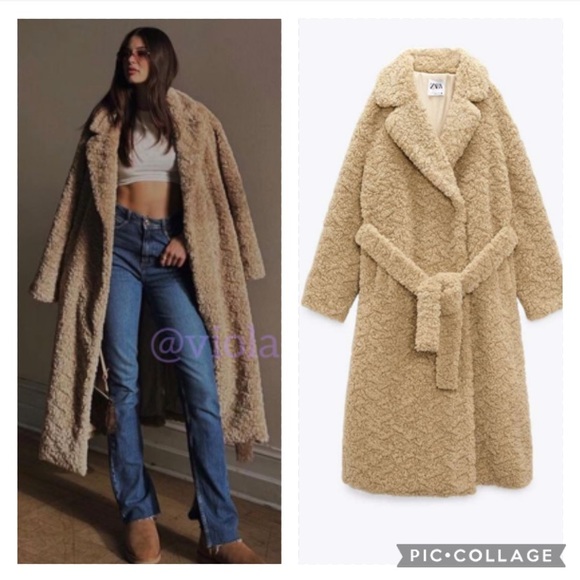 Zara Tan Teddy Coat - Picture 4 of 13